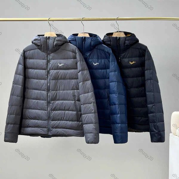 Piumino arco designer giacche antivento inverno sottile grigio anatra giù calda felpa con cappuccio felpa con cerniera ricamata alta edizione cappotti invernali da uomo e da donna