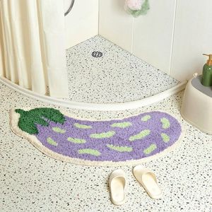 Tapis de bain en forme d'arc tapis de salle de bain antidérapant tapis de salle de bain en forme d'aubergine banane tapis de sol absorbant paillasson de salle de douche Tapi Bain 240122