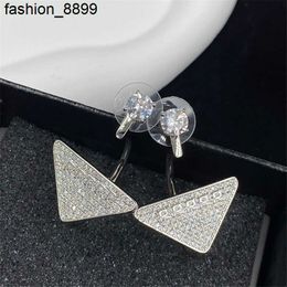 Triangle d'arc boules d'oreilles enracinement grand charme de bijoux avec diamants complets pour femmes lettres d'oreille avec boîte