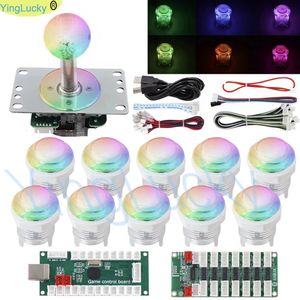 Arcade Joystick RGB Kit LED Controller Button Joystick Bluetooth RGB Game App Kit USB Coder Kit para PC Mame Raspberry Pi Windows 240410