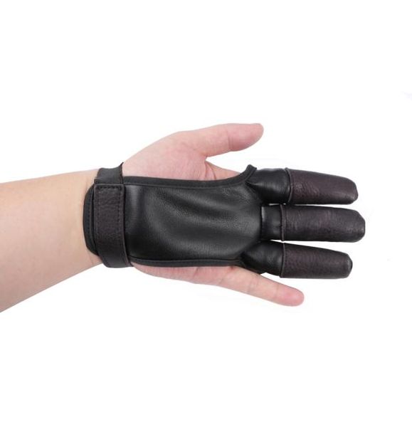 Tabs de gants de protection de gardien de doigt de tir à l'arc de la sécurité pu vache en cuir à droite chasse noir tir extérieur2689226