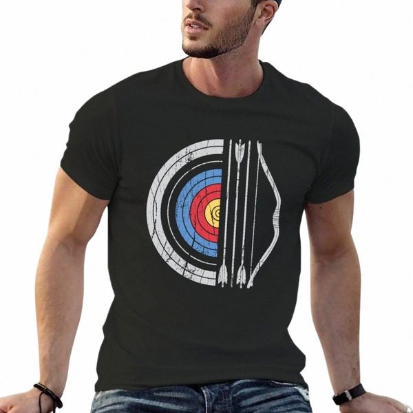 Tiro con arco objetivo arco y flecha arquero Retro Vintage camiseta gráficos lisos Camiseta de manga corta hombres camisetas X420 #