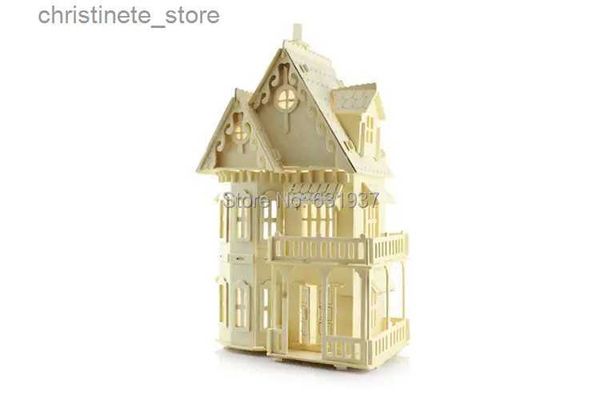 Arquitectura/Casa DIY 1 24 Muñecas Educativas 3D Rompecabezas Juguetes en miniatura de madera Diy Casa Cothic Villa Construcción Modelos de juguetes para niños Regalo creativo