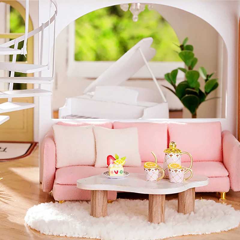 Architecture/DIY House 3D Wooden Mini Doll House Assembly Building With Furniture Kit DIY Handmade Duplex Apartment Production Toys Kids Birthday Gifts