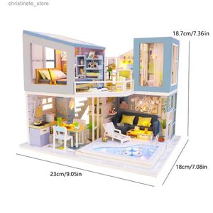 Architecture/Bricolage Maison Kit de Maison de Bébé Mini DIY Fait à la Main 3D Puzzle Assemblage Bâtiment Villa Modèle Jouets Maison Chambre Décoration avec Meubles en Bois Cra