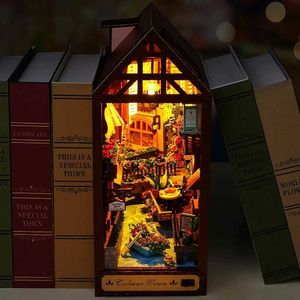 Architecture / DIY House Bibliothèque Set Doll House Wooden Lighted DIY Livre Nook Kit 3D Puzzle Assemblage Modèle Modèles Brancitres Cadeaux d'anniversaire pour adultes