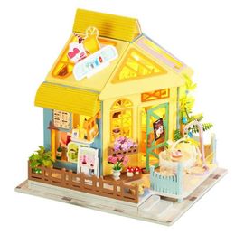 Arquitectura/DIY House Regalos de Navidad Nuevos kits de construcción de modelos de casa de muñecas de madera Diy Casa de muñecas en miniatura 3D hecha a mano para muñecas de juguete Gits K-062