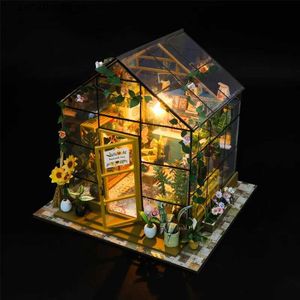 Architectuur/DIY Huis Kerstmis Nieuwjaar Cadeau DIY Poppenhuis Houten kist Miniatuurmeubilair Poppenhuis Speelgoed voor kinderen Verjaardagscadeaus