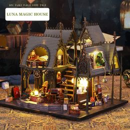 Arquitectura/Casa de bricolaje Regalo de años de Navidad DIY Casa de muñecas grande Muebles en miniatura de madera Casa de muñecas Juguetes para niños Regalos de cumpleaños 231212