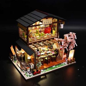 Architectuur/DIY Huis Creatieve handgemaakte en geassembleerde kersenbloesem sushi winkel huis poppenhuis meisjes klasgenoten tieners volwassen verjaardagscadeaus