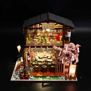 Arquitectura/Casa de bricolaje Creativa hecha a mano y ensamblada en flor de cerezo, casa de sushi, casa de muñecas, niñas, compañeros de clase, adolescentes, regalos de cumpleaños para adultos