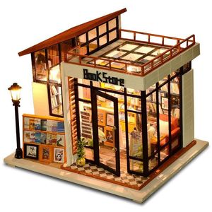 Architecture DIY Maison Cutebee Librairie En Bois Miniatures Meubles Miniature Hous Dollhouse Jouets pour Enfants Cadeau D'anniversaire De Noël 220829