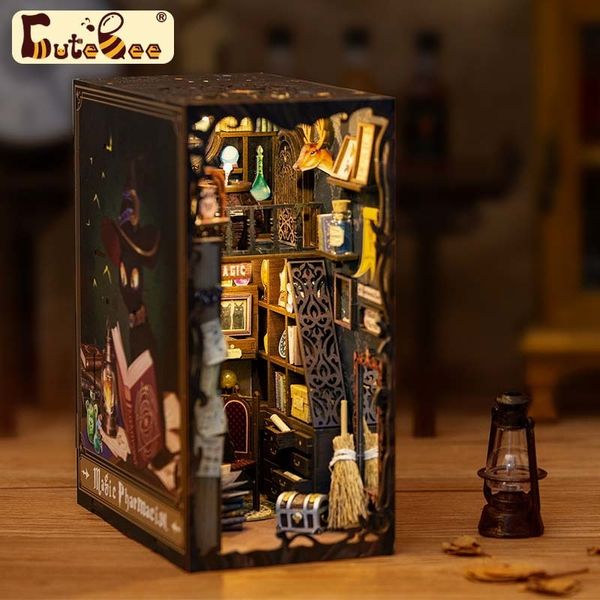 Architecture/DIY House CUTEBEE DIY Book Nook Miniature House Dollhouse Booknook Touch Light Model Building Toy for Decoration Gifts Magic Pharmacist 230614