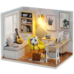 Architectuur/DIY Huis Cutebee DIY Poppenhuis Kit Houten Miniaturen Poppenhuis Kit Met Meubels voor Speelgoed Verjaardagscadeau 230614