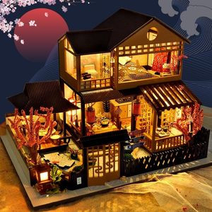 Architectuur/doe-het-zelfhuis Cutebee DIY Dollhouse Super Mini Scale Miniatuur Dollhouse Japanese Garden Building Kit Speelgoed voor verjaardagscadeaus 230614