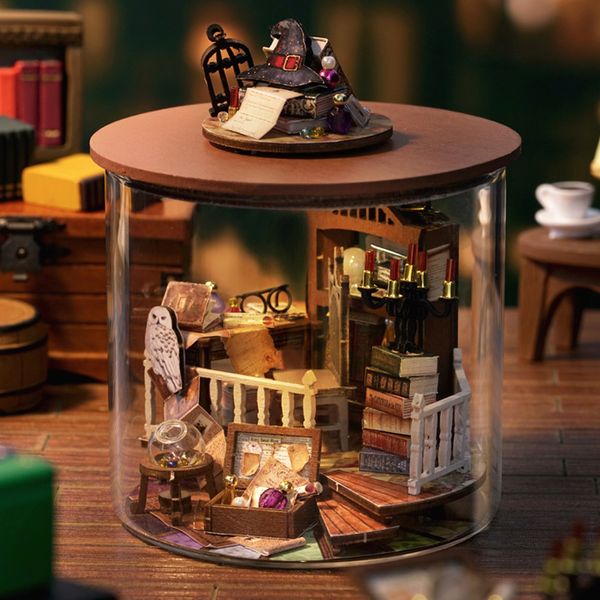 Arquitectura/casa de bricolaje Cutebee DIY Kit de casa de muñecas 3D Magia Miniatura Casa de muñecas Muebles Modelo Iluminación Roombox Juguetes para niños Cumpleaños Regalo hecho a mano 230614