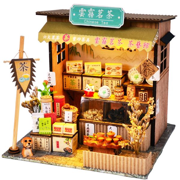 Architecture DIY Maison Cutebee DIY Miniature avec Meubles LED Modèle Blocs de Construction Jouets pour Enfants Casa De Boneca Architecture Folklorique Chinoise L220829