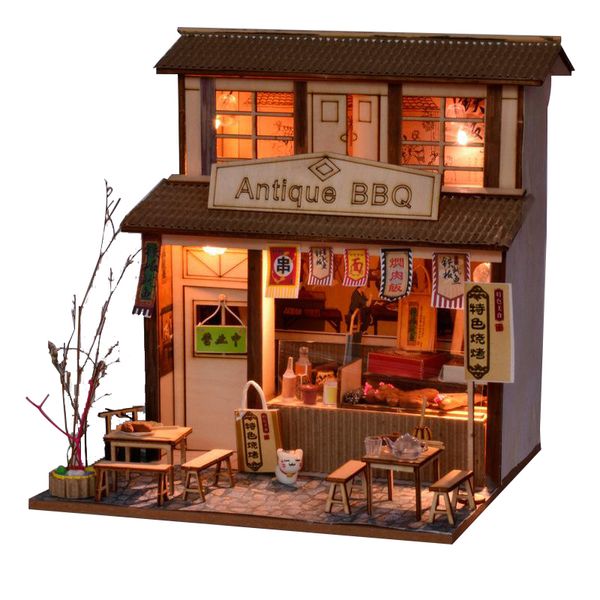 Architecture DIY Maison Cutebee DIY Miniature avec Meubles LED Modèle Blocs de Construction Jouets pour Enfants Casa De Boneca Architecture Folklorique Chinoise 220829