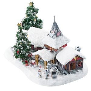 Architecture DIY House DIY 3D Kit de construction de maquettes en métal Village de Noël avec maison de poupée du Père Noël miniature avec jouets légers pour filles cadeaux 220829