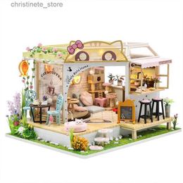 Arquitectura/Casa de bricolaje Kit de Casa de muñecas DIY Casas de muñecas de madera Kit de muebles en miniatura Casa con cubierta antipolvo Juguetes LED para niños Regalo de cumpleaños