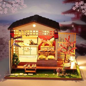 Architecture/Bricolage Maison DIY Casa Japonaise Maison de Poupée en Bois Kits de Construction Miniatures Maison de Poupée avec Meubles Fleurs de Cerisier Villa Jouets pour Filles Cadeaux