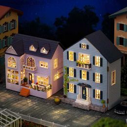 Architecture/DIY House Mini Casa de muñecas Diy con muebles Casa de muñecas de madera ligera Casa artículos en miniatura maison niños niña niño para juguetes regalos de cumpleaños