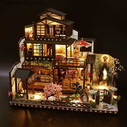 Arquitectura/Casa de Bricolaje Casas de muñecas de Madera de Bricolaje Casa Japonesa Kits de construcción en Miniatura con Muebles Led Villa Grande Casa de muñecas para Adultos Regalos de cumpleaños