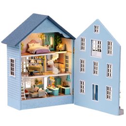 Arquitectura/Casa de bricolaje DIY Casa de muñecas de madera en miniatura con kit de muebles Happy Farm Casas de muñecas Ensamblar juguetes para niños Niña Regalo de Navidad Casa 230614