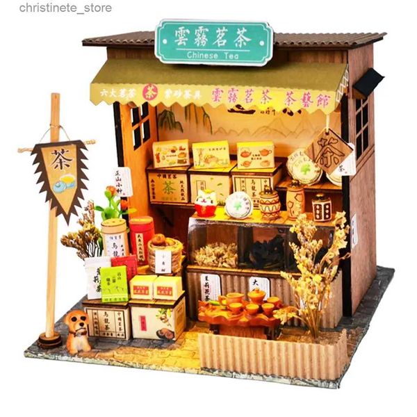 Architecture/bricolage maison de poupée miniature avec meubles bricolage maison de poupée en bois kit 1 24 échelle salle créative pour cadeau de Saint Valentin – Maison de thé
