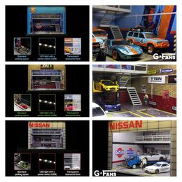 Arquitectura DIY House G fans 1 64 Nissan JDM Gulf Assembly Diorama con luz LED Garaje de dos pisos 220829