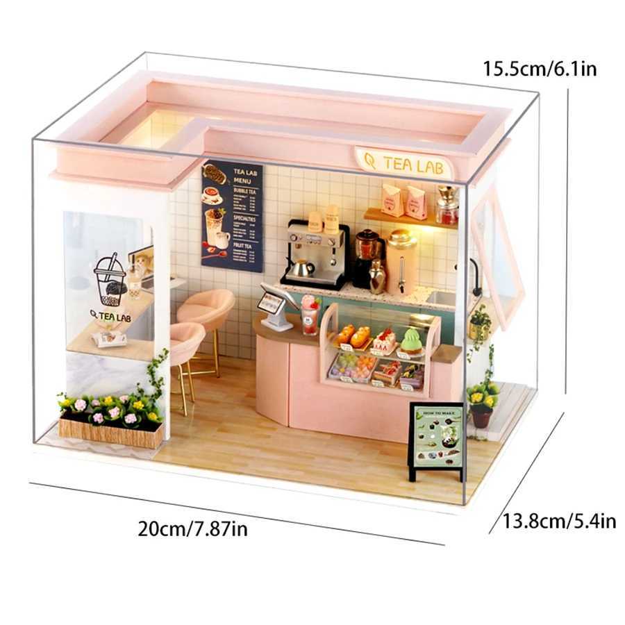 Architecture/DIY House Milk Tea Shop Baby House Mini DIY Kit for Making Room Toys Home Bedroom Decorations with Furniture Wooden Crafts 3D Puzzle Gir