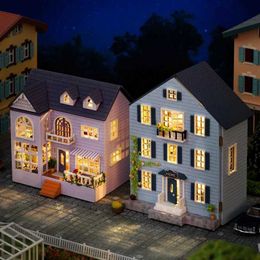 Architectuur/DIY House Mini Dollhouse Kids Wooden Miniature Dollhouses Kit Gift Toys Roombox Doll House Furniture Box Theatre Toy For Children Birthday