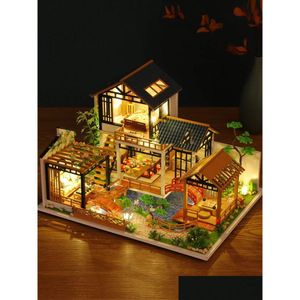Architecture / DIY House Model Building Building Kit Handmade 3D Puzzle Toy Assembly Villa Doy Doll Mini Home Creative Room Decoration avec Furni Dhuir