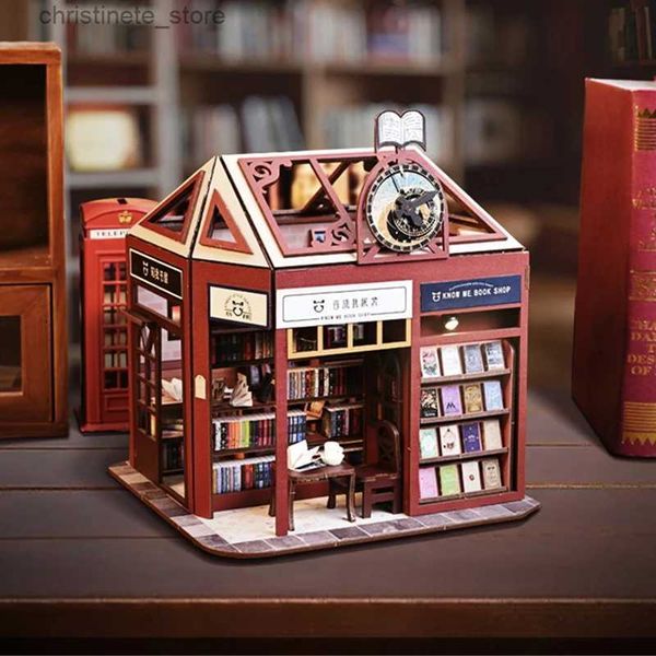 Architecture/DIY House NUEVA Librería de Madera DIY Casa Casas de Muñecas Kits de Construcción en Miniatura con Muebles Tienda de Mascotas Casa de Muñecas para Adultos Regalos de Cumpleaños