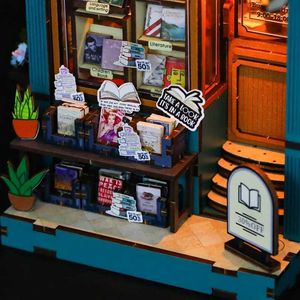Architecture / DIY Maison en bois Doll House Livre Nook Shelf Insérer Kit à main le modèle de puzzle 3D Modèle de bibliothèque pour les cadeaux pour adultes d'anniversaire Doadshouse Dollhouse