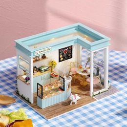 Architectuur/doe -het -zelf huis houten miniatuur poppen huis handgemaakte 3D puzzel assemblage gebouw poppenhuis kits klein huis met meubels speelgoed voor kinderen geschenken