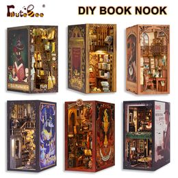 Arquitectura casa lindobee mágico libro kit de bricolaje con luz 3D estantería inserta de la librería eterna