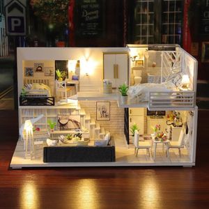 ArchitectureDIY House Diy Miniature With Furnitures Kits Diy Cottage Building House Toy House Model Children Doll Hand-made Light With P1W5 230605