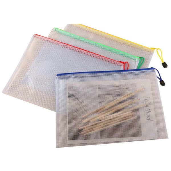 Archivage en gros de fichier de grille sac à fermeture éclair imperméable en plastique de remplissage de poche de papeterie d'étudiant dossiers de stockage A5 fichiers de documents pochets th0386 s s s s