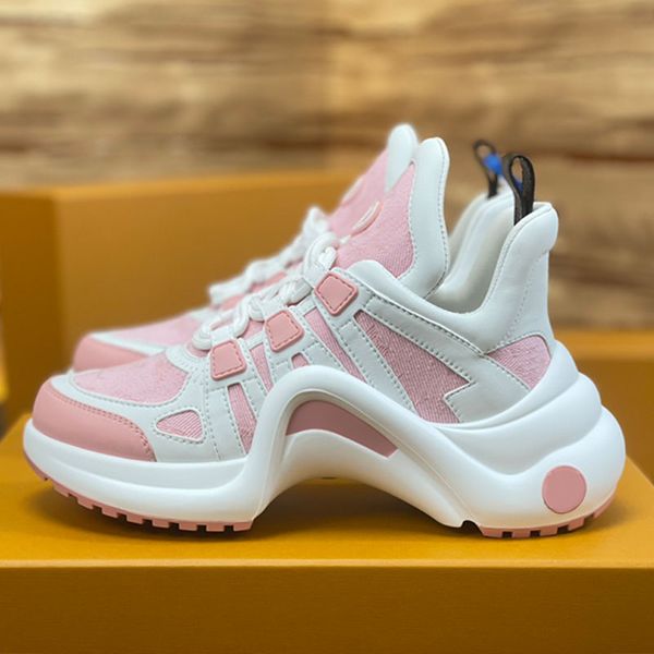 Archlight Zapatillas de deporte Zapatillas de deporte de diseñador Entrenamiento Zapatos de lujo para mujer Zapatos casuales de marca famosa al aire libre Plataforma Piel de becerro Rosa Púrpura Suela en forma de onda