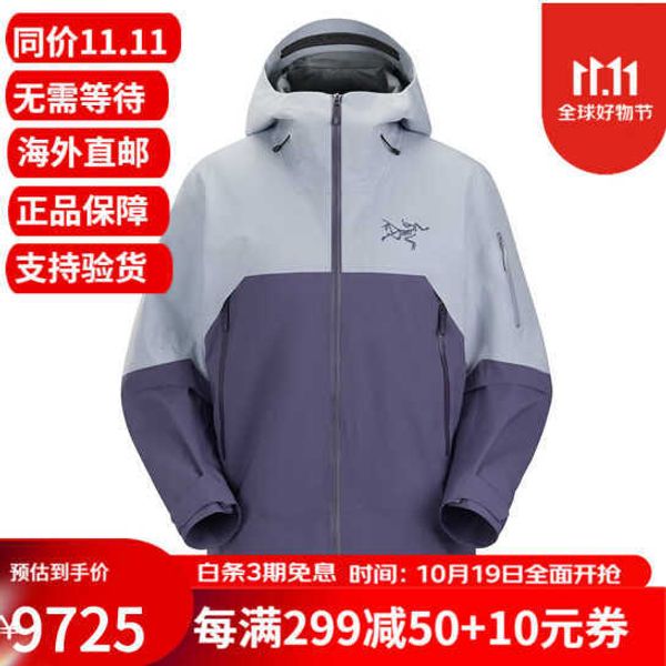 Arcterys Hardshell Jacket Zeta Sl Vêtements de sport de plein air pour hommes Série Rush Coupe-vent imperméable à capuche Sprinkler Cadeau de ski Gris clair/violet Lucent/multiverse