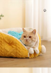 Arctisch fluwelen kattennestmat vier seizoenen semi-gesloten huisdierensofa voor algemeen gebruik, warme benodigdheden Kattenhangmat hondenhuis