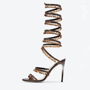 Arden furtado sandalen zomer vrouwen zijde ronde teen open stiletto's hakken serpentine Rhinestone High Help sexy feest