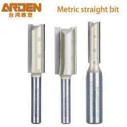 Métrique Arden 1/4 1/2 pouce Bit de routeur droit 2 flûtes 3-25 mm Diamètre DIAMER CARBUDE CARVINE DE COUPE À CARBIDE