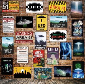 AREA 51 retro blikken borden I WANT TO BELIEVE UFO Aliens Metal Sign Wall Plaque Poster Custom Painting Room Decor Art SIZE 20X30CM W027153937