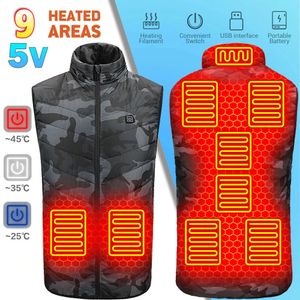Gebieden Verwarmd vest Heren Dames USB-jas Verwarming Thermische kleding Jacht Wintermode Warmte Bodywarmer