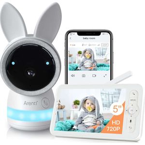 Arenti Video Baby Monitor avec caméra Ultra HD 2K, vision nocturne, berceuses, détection de cri, détection de mouvement, capteur d'humidité temporaire, affichage de couleur 5 