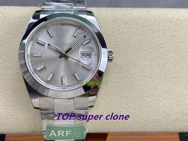 ARF 126300 DJ 41 mm Reloj 3235 Movimiento Border brillante Dial de plata 904L Strip de acero Sapphire Cristal vidrio 2.5x Glass de lupa súper luminoso impermeable