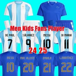 Argentinië 24 25 Messis voetbalshirt Lautaro Martinez Lisandro Martinez Leandro Paredes Gonzalo Montiel Duits Pezzella Paulo Dybala Spark Nationaal team thuis uit