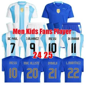 Argentine 3 étoiles Soccer Jerseys Commémorative 24 25 Fans Player Version Messi Mac Allister Dybala Di Maria Martinez de Paul Maradona Kit Enfant Enfants Hommes Femmes Chemise